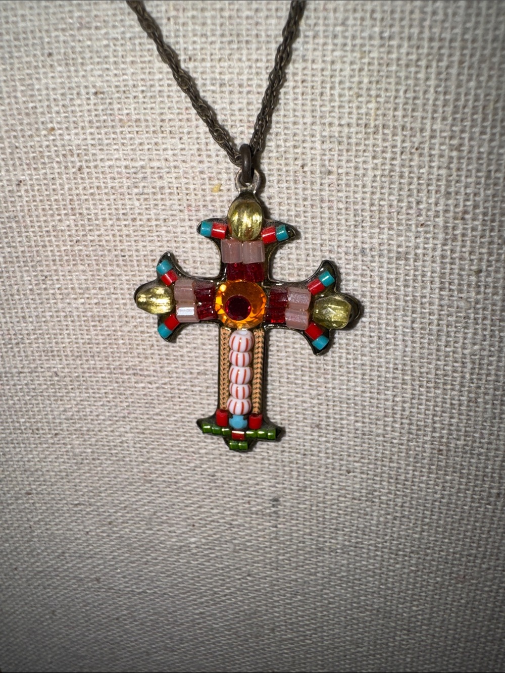 Ayala Bar Multicolor Beaded Cross Pendant Necklace